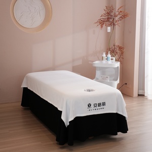 Black Waffle Massage Tischdecke Set <span class=keywords><strong>Flanell</strong></span> Solid Beauty Bettdecke Atmungsaktive Beauty Tages decken für Spa Physiotherapie Massage - Product Image 5