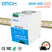 Alimentation à découpage industrielle ultra-plate OMCH NDR-480-12/24/36/48 480W pour rail DIN, entrée 12-48V 10-40A 200-240VAC 50/60Hz