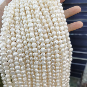 Perle d'Acqua Dolce Barocche Naturali di Alta Qualità 6-8mm, Filo di Perle Bianche Sfuse all'Ingrosso - Product Image 3