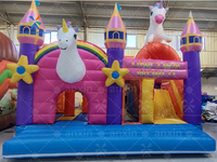 Toboggan Offre Spéciale licorne à double voie avec maison gonflable sautant pour enfants sautant petit toboggan gonflable personnalisé