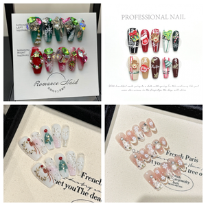 Navidad 10 piezas <span class=keywords><strong>de</strong></span> lujo francés hecho a mano acrílico prensa <span class=keywords><strong>uñas</strong></span> Venta caliente reutilizable ABS <span class=keywords><strong>uñas</strong></span> artificiales para niñas - Product Image 2