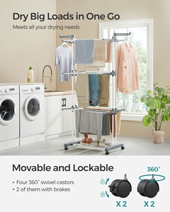 SONGMICS Porte-vêtements pliables à 4 niveaux Porte-vêtements pour vêtements d'intérieur et d'extérieur en acier inoxydable pliable Séchoir à <span class=keywords><strong>linge</strong></span> - Product Image 3