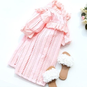 Ropa Casual de Verano de Algodón a Granel de la India, Nuevo Vestido Rosa para Niña - Product Image 4