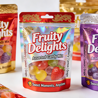Sachet personnalisé de 100g pour bonbons gélifiés aux fruits et vitamines, pochette verticale en aluminium Mylar MOPP VMPET PE avec fermeture éclair pour emballage de suppléments fruités