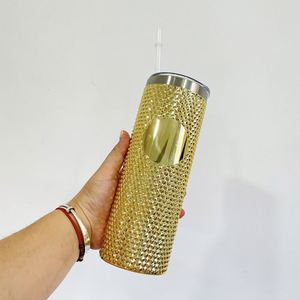 Reusable <b>Plastic</b> Acrylic Outer Stainless Steel Inner 23oz studded Durian Vacuum Insulated Skinny Straight <b>Tumbler</b> with Slide Lid - Product Image 3