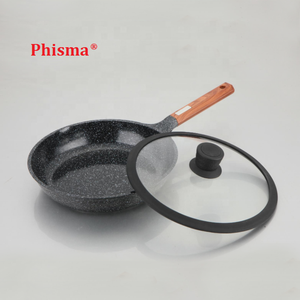 עיצוב מודרני באיכות גבוהה כלי מטבח עיצוב מודרני ואלומיניום קרמיקה מטגן מחבת זכוכית וידית עץ - Product Image 6