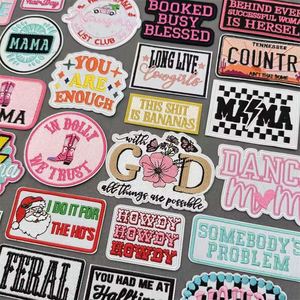 Nouveaux patchs brodés thermocollants roses style western pour cowboys et cowgirls, patchs personnalisés avec logo brodé pour casquettes de camionneur et vêtements - Product Image 1