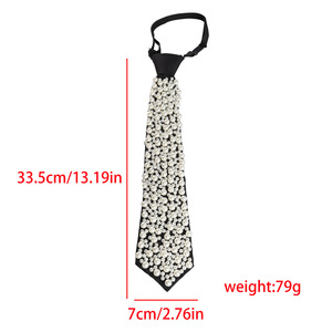 Corbata Negra Perla Ajustable para Mujer, Accesorio Casual de Negocios para Camisa - Product Image 4