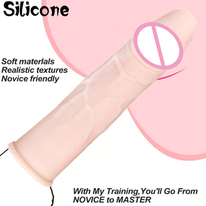 Estensore della manica del pene riutilizzabile, realistico testurizzato del rubinetto del cazzo del corpo-sicuro elastico, giocattoli per adulti per coppie di sesso maschile - Product Image 2