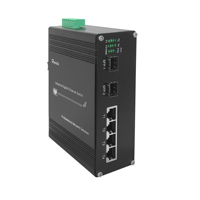 Commutateur Ethernet Gigabit PoE+ Industriel Hereta 4 ports 10/100/1000T RJ45 2 ports SFP 1000X Boîtier en aluminium Montage sur rail DIN/mural