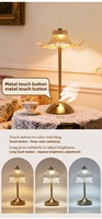 Lampe de table décorative sans fil rechargeable DC moderne en fer et verre, avec contrôle tactile E26, LED 2700K, Type-C, à intensité variable, pour salon