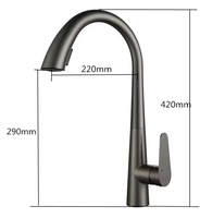 Robinet de cuisine moderne en acier inoxydable à montage sur plan avec eau chaude/froide et poignée unique pour usage domestique et hôtelier