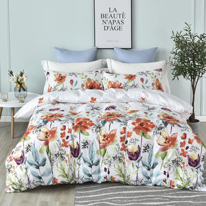 Tam boy sıcak satış bitki-baskılı yatak seti yüksek kaliteli klasik anti-bakteri pürüzsüz Polyester 3 parça yorgan yatak örtüsü seti - Product Image 1