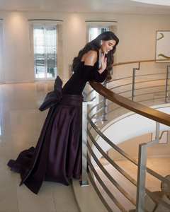 ชารอน กล่าวว่า <span class=keywords><strong>SF168</strong></span> ชุดราตรีทรงเมอร์เมดสีองุ่นสุดหรู แขนถอดได้ คอแบบผูกโบว์ ชุดราตรีงานพรอมสำหรับผู้หญิง ไม่มีสินค้าในสต็อก - Product Image 3