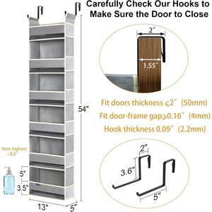 Over The Door Hanging Organizer 6 Shelves 12 Pockets Multifunctional <b>Storage</b> For Bathroom Bedroom Hook Type Woven Fabric - Product Image 2
