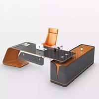 Bureau contemporain de luxe en MDF bois de chêne d'ingénierie avec métal pour la maison, l'école, l'hôpital, la villa du directeur, l'immeuble de bureaux