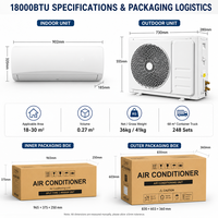 AC Inverter Split Wall Mounted 18000 BTU Pendingin Pemanas Rumah Tangga HZ18