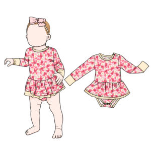 Combinaison pour bébé fille en bambou à col rond, à manches longues, respirante, avec jupe, prix d'usine, douce et personnalisée - Product Image 2