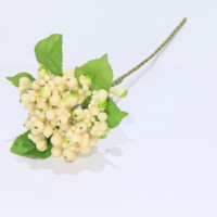 Vente en gros usine – Branche artificielle de baies jaunes de 30 cm avec feuilles, fausse branche de baies pour centre de table et arrangement floral