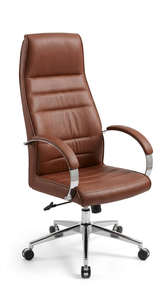 Chaise de bureau tendance en similicuir avec base métallique pivotante, roulettes réglables et assise ergonomique pour usage professionnel - Product Image 3