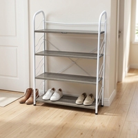 Zapatero Industrial con Estantes, Librería Moderna con Estructura Metálica, Organizador de Almacenamiento Independiente para Entrada, Estante de Cocina de 4 Niveles