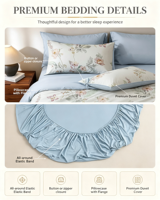Ensemble de couette 4 pièces en coton 100% écologique, 300 fils/cm², haute qualité, imprimé moderne, motif végétal personnalisable, toutes saisons