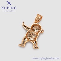 X000799289 Bijoux Xuping Pendentif Panda pour Homme en Cuivre Plaqué Or 18K, Style Rapper Hip Hop Punk Iced Out