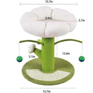 ของเล่นแมวแบบอินเทอร์แอคทีฟสำหรับข่วนโพสต์ไม้สไตล์คลาสสิกเตียงแมวขนาดเล็กโครงหอคอยดอกไม้ต้นไม้แมวลูกบอล - Product Image 6