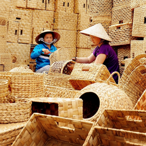 Alfombra de suelo de jacinto de agua de Vietnam hecha a mano para decoración ecológica - Product Image 1