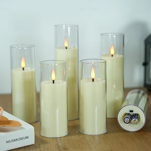 Bougie LED sans <span class=keywords><strong>flamme</strong></span> en gros, à piles, effet de <span class=keywords><strong>flamme</strong></span> vacillante 3D, télécommande, bougie pilier en acrylique, bougie de mariage, bougie de maison - Product Image 6