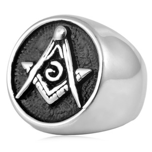 yunnique Stainless Steel Freemason <b>Ring</b> Men's Geometric Design Gift Jewelry Steel Color FY280162 - Product Image 4