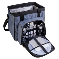 Sac isotherme portable pour pique-nique 2 personnes avec compartiment réfrigérant, bandoulière amovible, poignée de transport, fermeture éclair frontale, réutilisable et léger