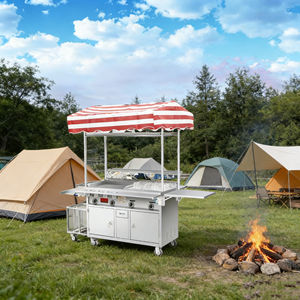 รถเข็นขายอาหารเคลื่อนที่สแตนเลสแบบพับได้ ป้องกันสนิม 4 ล้อ พร้อมเตาอุ่นในตัว รับประกัน 2 ปี ใช้ได้กับไฟหลายแรงดันสำหรับภายนอกอาคาร 4 - Product Image 4