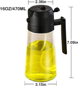 Offre Spéciale – Pot en Verre Écologique 470 ml Double Usage (Pulvérisateur et Verseur) pour Huile d'Olive, Grande Capacité, pour Ustensiles de Cuisine - Product Image 4