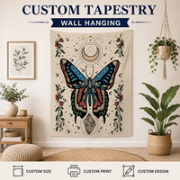Tapisserie murale bohème vintage à imprimé papillon et motif lune céleste, idéale pour la décoration des chambres et salons – Offre spéciale