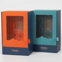 Boîte cadeau en papier kraft personnalisée pour bouteilles, emballage de luxe avec fenêtre transparente et fermeture à ruban