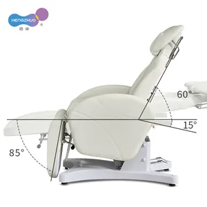 Cama de pestañas multifunción, silla para extensiones de tatuaje de cejas, mesa de masaje ajustable blanca para el cuidado del cuerpo con Motor