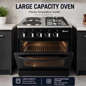 Cuisinière autonome OEM CKD avec 2 brûleurs à gaz, 2 plaques chauffantes électriques, en acier inoxydable, cuisinière à gaz et électrique avec four - Product Image 6
