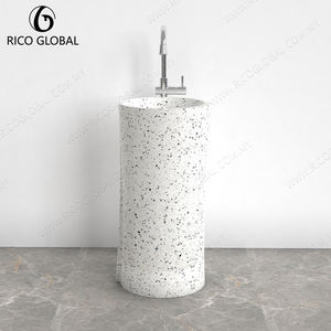 Lavabo Moderno de Pedestal Personalizable, Cuadrado/Redondo, de Terrazo, Porcelana, Mármol, Independiente, Ovalado, para Baños de Hoteles - Product Image 1