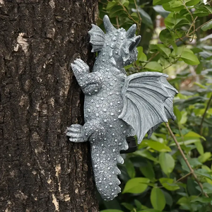 レジンドラゴンウォールランプ & ドア置物手描き動物神話の生き物アートデザイン屋外装飾 - Product Image 3