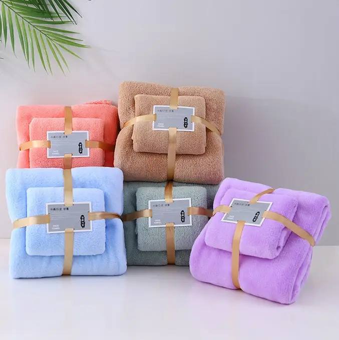 Wholesale Adult Microfibre Towel Set Home Hotel Coral Fleece Bath Towel high quality baby Microfiber Towel Sets High quality