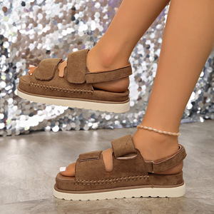 Women Summer New Large <b>Magic</b> <b>Tape</b> Thick-Soled Platform Beach Sandals Casual Open-Toe Roman Sandals - Product Image 4