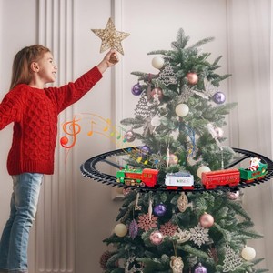 Ensemble de train de Noël avec lumières et sons, jouet éducatif en plastique pour enfants, décoration intérieure autour de l'arbre de Noël - Product Image 2