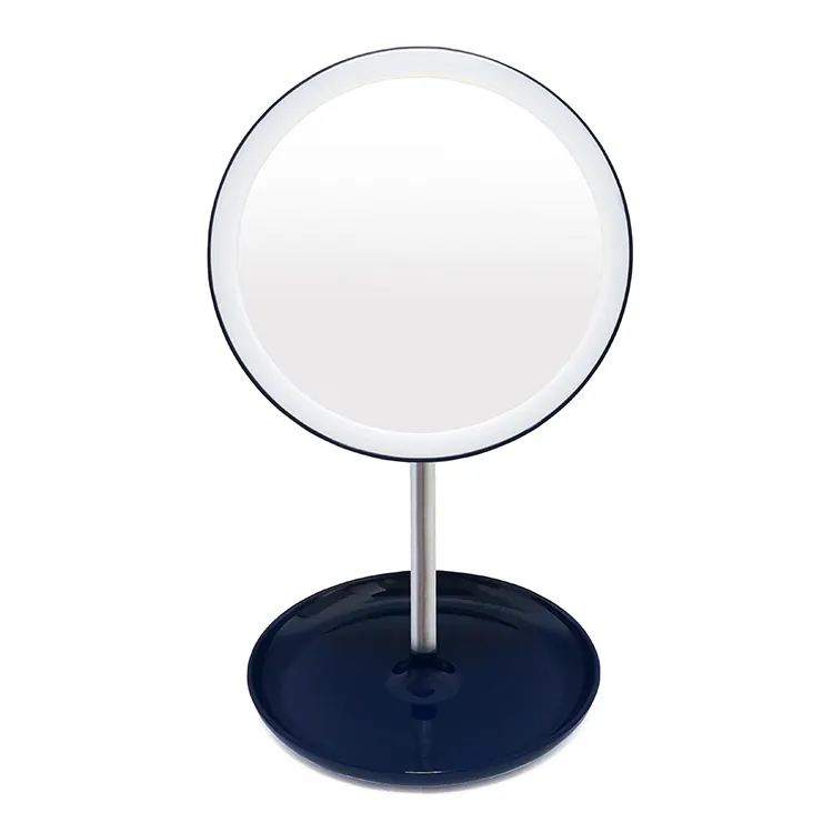 Custom Rotate Foldable Cosmetic Mirror Stainless Steel Frame LED Mirror for Beauty Fashion Girl Bathroom Makeup Desktop Mirror