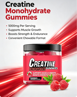 OEM 60 Gummies à la saveur framboise, créatine monohydrate, gummies pour le soin des muscles, soutien à la force, complément alimentaire