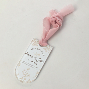 Boda en blanco acrílico lugar tarjetas reservadas signos acrílico boda nombre etiquetas asiento etiquetas con cintas - Product Image 1
