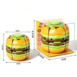 Jouets anti-stress en forme de burger à presser et à tourner, en plastique, 24 pièces en boîte de présentation, écologiques, gyroscopiques, portables, pour le bureau, les voyages, cadeau - Product Image 5