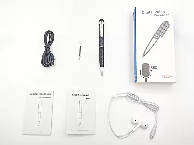 128GB Portable Digital Mini Audio Voice Recorder Pen with Hidden Camera Detection Sound & LED Alarm for Kids Women Elderly