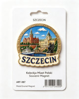 Aimant de réfrigérateur en métal émaillé rigide, design personnalisé, vente en gros du fabricant, aimant de réfrigérateur souvenir touristique de Pologne