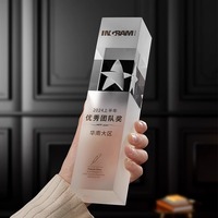 Trophées d'entreprise de luxe personnalisés haut de gamme, créatifs et modernes, en verre cristal gravé au laser avec impression numérique